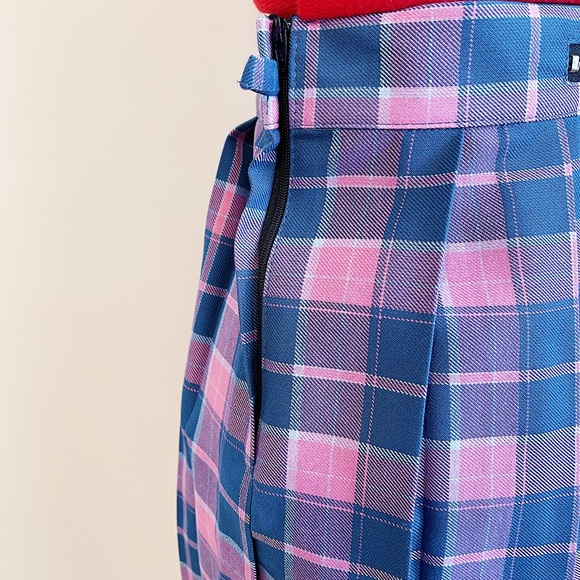 NWT Love Too True (LTT) Tiffany Plaid Blue & Pink Pleated Skirt - Picture 4 of 6